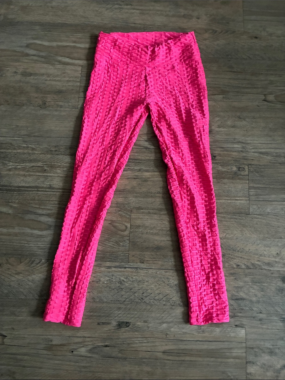 Bright Pink Textured Leggings L/XL